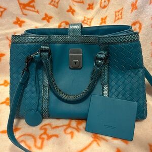 BOTTEGA VENETA Intrecciato Leather & Python-Trim Medium Tote